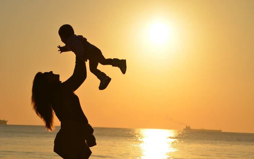 happy active mother